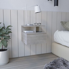Adele Floating Nightstand with Drawer and Open Storage Shelves