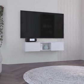 Glen Floating TV Stand with Side Doors and Central Media Shelf
