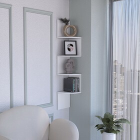 Rosset Corner Shelf, Modern Full-Wall Design with Multiple Shelving