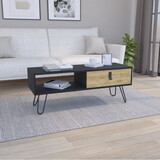 Huna Coffee Table with Hairpin Legs and Ample Storage Drawer
