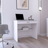 80 C Writting Desk, Compact Workstation with Drawer and Lower Shelf