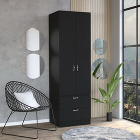 Vico 76" High Armoire Wardrove Closet with 2 Drawers, Double Door Cabinet, One Shelf and Hanging Rod, Bedroom Clothes Storage Cabinet Organizer