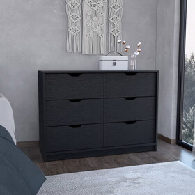 Basilea 4 Drawers Double Dresser with 2 pull down Cabinets Black B070P214577