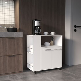 Eldon Two-Door Kitchen Base Cabinet Cart with four Shelves, Side Shelves, Cabinet, Kitchen Storage White B070P286441