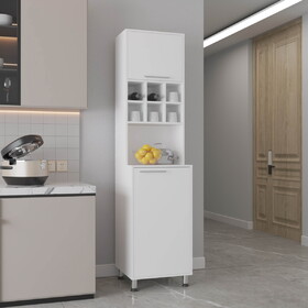Attica 80" High Double Cabinet Kitchen Pantry, Storage Cabinet, Six spice Cubbies and Four Shelves for Kitchen, Garage White B070P286454