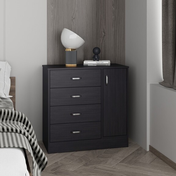 black four drawer dresser Katie Drawer, One Door with Spacious Storage, Modern Bedroom Organizer, B070P337104 Wholesale neckline:strapless Color:DARK CORAL RED Best 20 Black Mother made from high grade