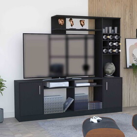 Kava Entertainment Center, Six External Shelves, Double Door Cabinet, Storage Spaces for TV&#180;s up 37" -Black