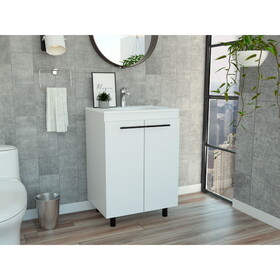 Khari 24" Floor Cabinet, Double Door, Two Shelves -White B070S00051