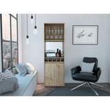 Prana Bar Cabinet, Two Shelves, Five Built-in Wine Rack, Double Door -Light Oak B070S00072