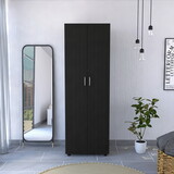 Aurora Armoire, Two Interior Shelves, Rod, Double Door -Black B070S00109