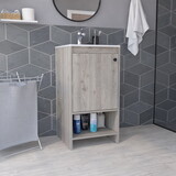 Jane Bathroom Vanity, Single Door Cabinet, Two Shelves -Light Gray