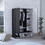 Rosie Armoire, Two Open Shelves, Double Door, Five Shelves, Hanging Rod -Black / White B070S00158