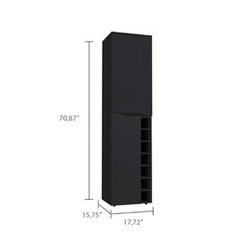 Obregon Tall Cabinet, Seven Cubbies, Two-Door Cabinets -Black B070S00184