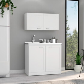 Zurich Cabinet Set, Two Shelves -White B070S00190
