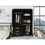 Denver Mobile Armoire, with hanging Rods, Double Door Cabinet, Three Drawers, Two Shelves Black B070S00201