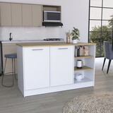 Ginger Kitchen Island, Three Open Shelves, Two Cabinets B070S00310