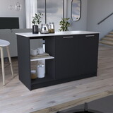 Juniper Kitchen Island with Large Top Surface, Double Door Cabinet, and Open Shelves