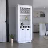 Lafayette Bar Cabinet with 4-Bottle Rack, Upper Glass Holder and Dual Door Design