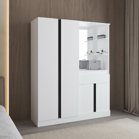 Kamelot Armoire with Double Doors, Hanging Rod and Interior Shelves, White B070S00375