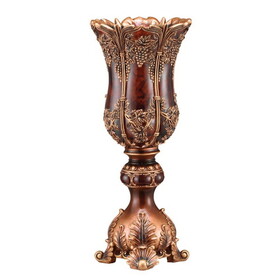 19.5" Tall Polyresin Decorative Vase, Red and Brown Antique Design B072115819