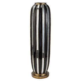 21" Tall Polyresin Decorative Vase, Gold finish with Mosaic Glass Stripes B072115827