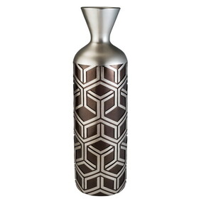 22" Tall Polyresin Decorative Vase, Weave Chestnut Silver Design B072115831