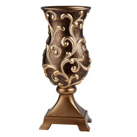 19.75" Tall Decorative Vase"Odysseus" Baroque Style w/ Gold Floral Filigree B072115832