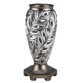 15.75" Tall Polyresin Decorative Vase"Kiara", Silver Peacock Feathers Design B072115833