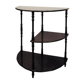 26" Tall 3-Tier Wooden End Table, Crescent Shape with Cherry finish B072115853