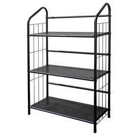 37" Tall 3-Tier Metal Standing Book Shelf, Black finish B072115890