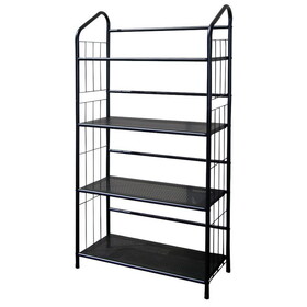 49" Tall 4-Tier Metal Standing Book Shelf, Black finish B072115891