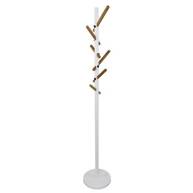 68.5" Tall Wood and Metal Standing Coat Rack"Youth" with White finish B072115906