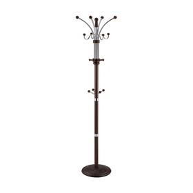 73" Tall Chrome and Wood Coat Rack, Espresso finish B072115913