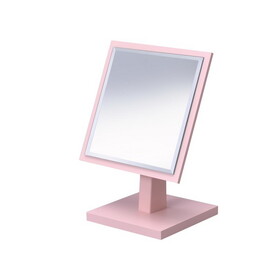 9.5" Tall Polyresin and Wood Make-Up Mirror on a Pedestal, Pastel Pink finish B072115938