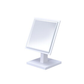 9.5" Tall Polyresin and Wood Make-Up Mirror on a Pedestal, White finish B072115939