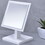 9.5" Tall Polyresin and Wood Make-Up Mirror on a Pedestal, White finish B072115939