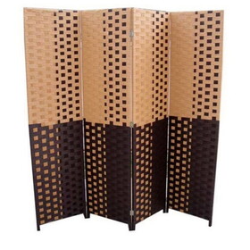 70.75" Tall 4-Panel Screen / Room Divider w/ Weave design, Espresso and Brown B072115945