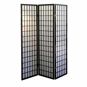 70" Tall 3-Panel Screen / Room Divider, Japanese Style with Black finish B072115956