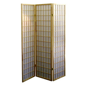 70" Tall 3-Panel Screen / Room Divider, Japanese Style with Natural Wood finish B072115958