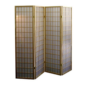 70" Tall 4-Panel Screen / Room Divider, Japanese Style with Natural Wood finish B072115959