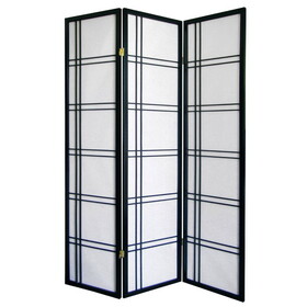 70" Tall 3-Panel Screen / Room Divider"Girard" with Black finish B072115961