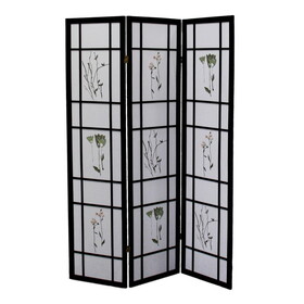 70" Tall 3-Panel Screen / Room Divider"Shoji", Black B072115964