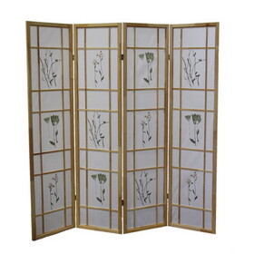 70" Tall 4-Panel Screen / Room Divider"Shoji", Natural Wood B072115967