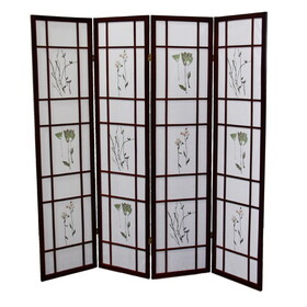 70" Tall 4-Panel Screen / Room Divider"Shoji", Cherry B072115969