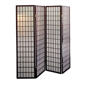 70" Tall 4-Panel Screen / Room Divider, Japanese Style with Cherry finish B072115971