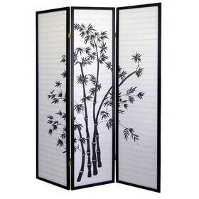 70" Tall 3-Panel Screen / Room Divider, Bamboo Design with Black finish B072115974