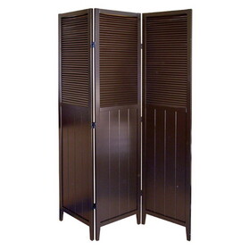 70" Tall 3-Panel Screen / Room Divider"Shutter Door" with Espresso finish B072115976