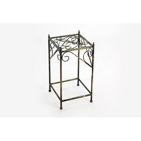 20.67" Medium Lattice Square Black / Gold Cast Metal Plant Stand B072115988