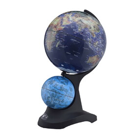17.5" Tall Globe with Additional Small Constellation Globe, Black Acrylic Base B072116021