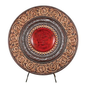 21" Diameter Polyresin Decorative Plaque, Red and Brown B072116028